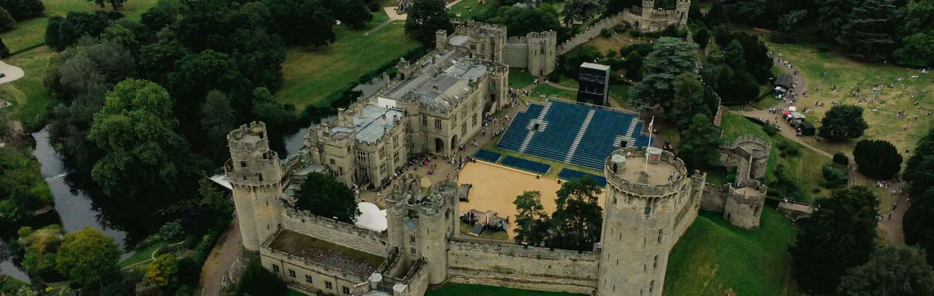 Drone Shot of Warwick Castle
